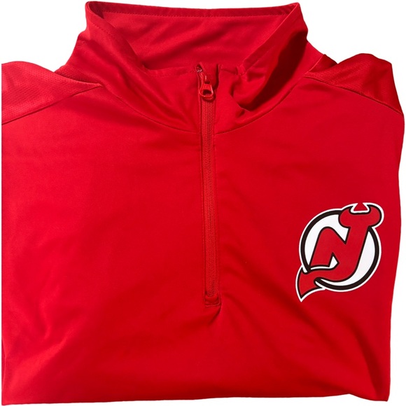 Men's adidas Red New Jersey Devils Under the Lights AEROREADY Quarter-Zip Large - Picture 4 of 10